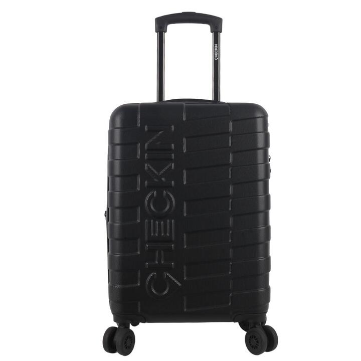 VALIJA NEW CHECK IN HARD ABS NEGRA 20" 4 RUEDAS DOBLES MANIJA METALICA EXTENSIBLE CON EXPANSION Y CERRADURA
