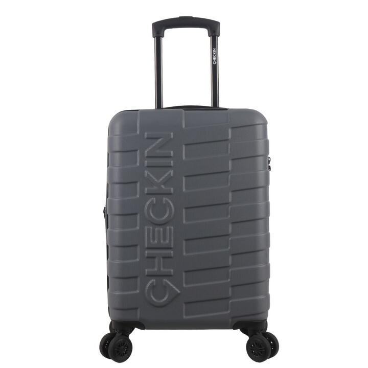 VALIJA NEW CHECK IN HARD ABS GRIS OSCURO 20" 4 RUEDAS DOBLES MANIJA METALICA EXTENSIBLE CON EXPANSION Y CERRADURA